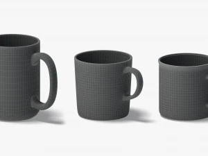 10 Ceramic Mugs Shapes - white mugs various forms and sizes 3D Model