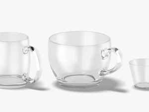 9 форм стеклянных кружек - прозрачные кружки разных форм и размеров 3D Модель