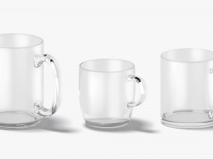 9 Glass Mug Shapes - transparent mugs various forms and sizes 3D Model