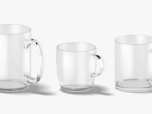 9 форм стеклянных кружек - прозрачные кружки разных форм и размеров 3D Модель