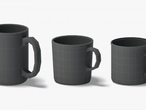 9 Glass Mug Shapes - transparent mugs various forms and sizes 3D Model