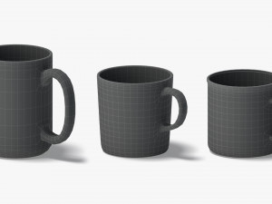 9 Glass Mug Shapes - transparent mugs various forms and sizes 3D Model