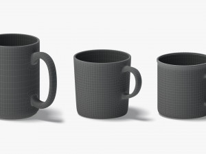 9 Glass Mug Shapes - transparent mugs various forms and sizes 3D Model