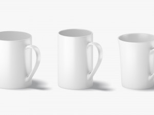 18 Ceramic Mugs Shapes - white cups different forms and sizes 3D Модель
