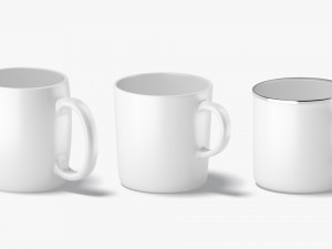 18 Ceramic Mugs Shapes - white cups different forms and sizes 3D Модель