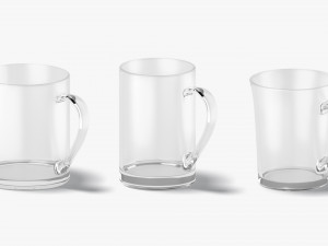 18 Glass Mug Shapes - transparent cups with different forms and sizes 3D 모델