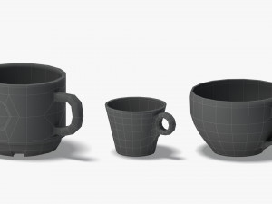 18 Glass Mug Shapes - transparent cups with different forms and sizes 3D 모델