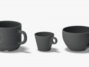 18 Glass Mug Shapes - transparent cups with different forms and sizes 3D 모델
