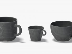 18 Glass Mug Shapes - transparent cups with different forms and sizes 3D 모델