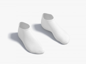 White Low-cut Socks - fabric sox pair 3D Model