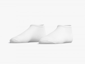 White Low-cut Socks - fabric sox pair Model 3D