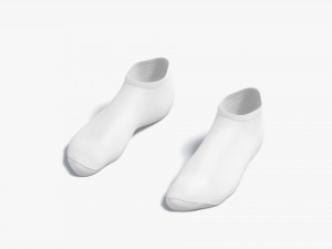 White Low-cut Socks - fabric sox pair Model 3D