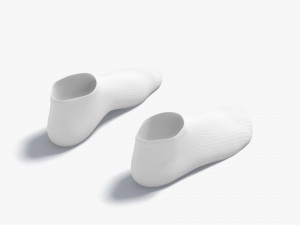 White Low-cut Socks - fabric sox pair Model 3D