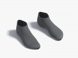White Low-cut Socks - fabric sox pair Model 3D