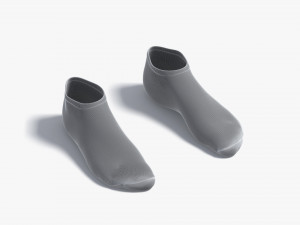 White Low-cut Socks - fabric sox pair Model 3D