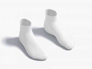 White Ankle Socks - fabric sox pair 3D-Modell