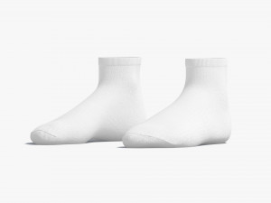 White Ankle Socks - fabric sox pair 3D-Modell