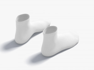 White Ankle Socks - fabric sox pair 3D-Modell