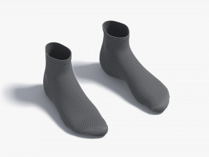 White Ankle Socks - fabric sox pair 3D-Modell