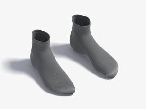 White Ankle Socks - fabric sox pair 3D-Modell