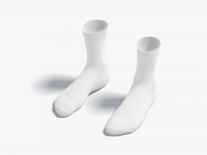 White Long Socks - fabric sox pair Modelo 3D