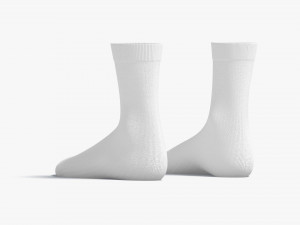 White Long Socks - fabric sox pair Modelo 3D
