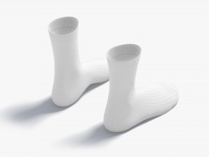 White Long Socks - fabric sox pair Modelo 3D