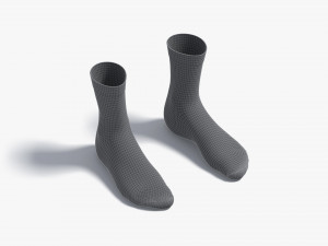 White Long Socks - fabric sox pair Modelo 3D