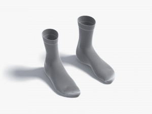 White Long Socks - fabric sox pair Modelo 3D