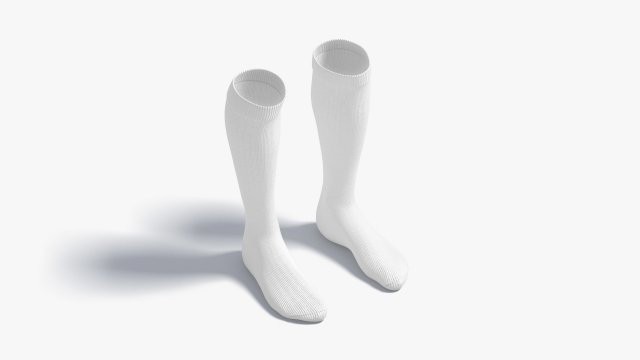 White Knee High Socks - fabric sox pair 3D Модель .c4d .max .obj .3ds .fbx .stl .blend 