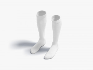 White Knee High Socks - fabric sox pair 3D Модель