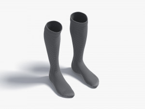 White Knee High Socks - fabric sox pair 3D Модель