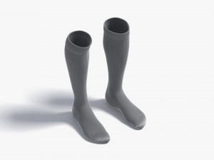 White Knee High Socks - fabric sox pair 3D Модель