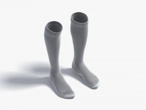White Knee High Socks - fabric sox pair 3D Модель