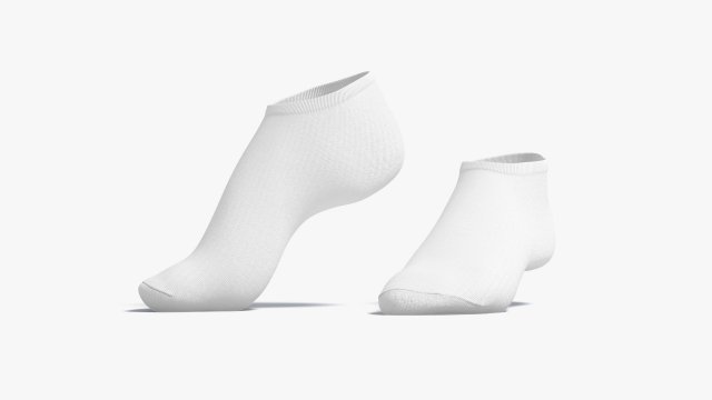 White Low-cut Socks stand on tiptoe - fabric sox pair Modelo 3D .c4d .max .obj .3ds .fbx .stl .blend 