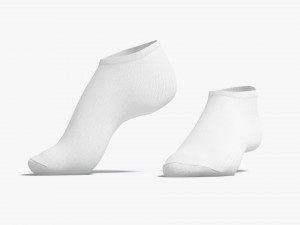 White Low-cut Socks stand on tiptoe - fabric sox pair 3D Model