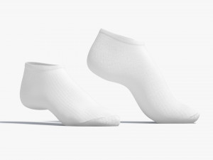 White Low-cut Socks stand on tiptoe - fabric sox pair Modelo 3D