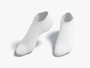 White Low-cut Socks stand on tiptoe - fabric sox pair Modelo 3D
