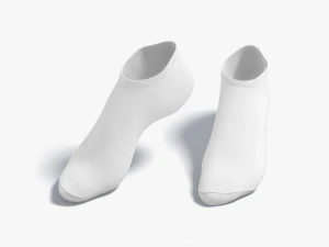 White Low-cut Socks stand on tiptoe - fabric sox pair 3D Model