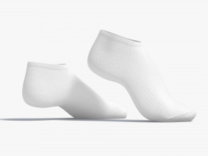 White Low-cut Socks stand on tiptoe - fabric sox pair Modelo 3D