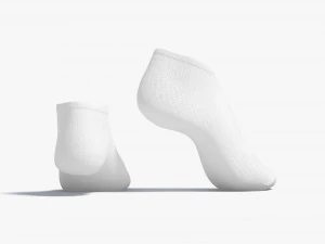 White Low-cut Socks stand on tiptoe - fabric sox pair 3D Model