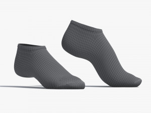 White Low-cut Socks stand on tiptoe - fabric sox pair Modelo 3D