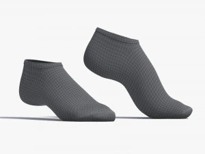 White Low-cut Socks stand on tiptoe - fabric sox pair 3D Model