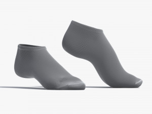 White Low-cut Socks stand on tiptoe - fabric sox pair Modelo 3D
