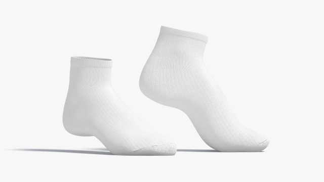 White Ankle Socks stand on tiptoe - fabric sox pair 3D Model .c4d .max .obj .3ds .fbx .stl .blend 
