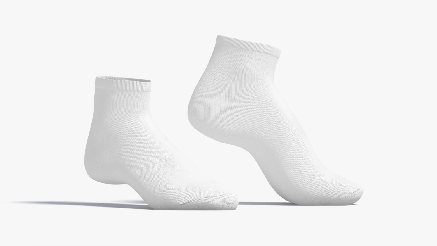White Ankle Socks stand on tiptoe - fabric sox pair 3D Model .c4d .max .obj .3ds .fbx .stl .blend 