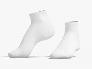 White Ankle Socks stand on tiptoe - fabric sox pair 3D Model