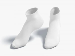 White Ankle Socks stand on tiptoe - fabric sox pair 3D Model