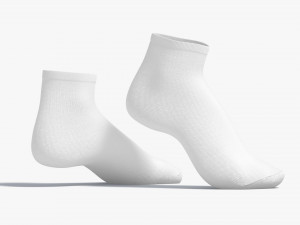 White Ankle Socks stand on tiptoe - fabric sox pair 3D Model