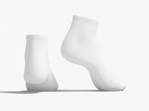 White Ankle Socks stand on tiptoe - fabric sox pair 3D Model